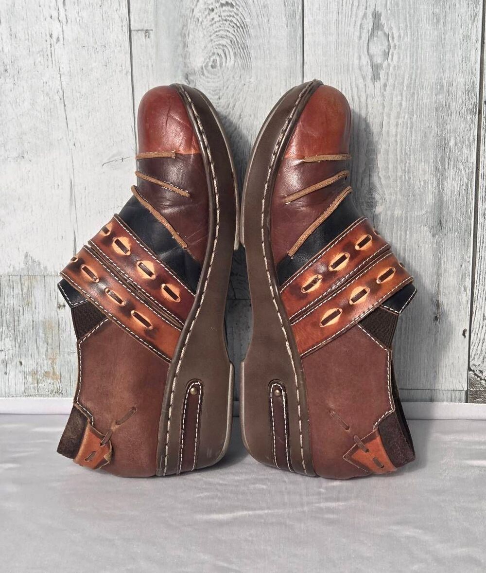 L'Artiste Sherbert Leather Enclosed Clogs w Hook & Loop Strap Sz. 38 (7.5-8) - Picture 5 of 10